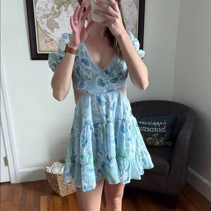 DONATED NWOT Floral Blue Dress